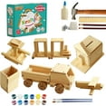 thumbnail image 1 of Kraftic Woodworking Building Kit for Kids and Adults, with 6 Educational Arts and Crafts DIY Carpentry Construction Wood Model Kit Toy Projects for Boys and Girls, 1 of 7