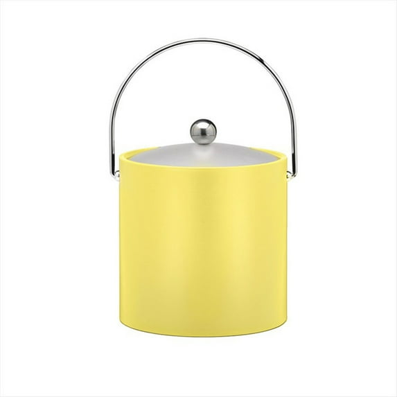 Kraftware 13966 B.C. Lemon 3 Quart Ice Bucket- Chrome Bale Handle- Chrome Flat Knob- Frosted Vinyl Lid