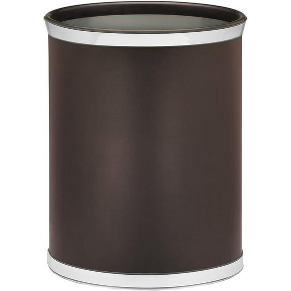 Sophisticates 13Qt Oval Wastebasket (Brown with Polished Chrome)