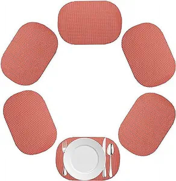Kraftware Fishnet Oval Placemat 17"x12" (Set/6) Add Fun and Color to your Outdoor Dining – Real Jute Material – Brick Red