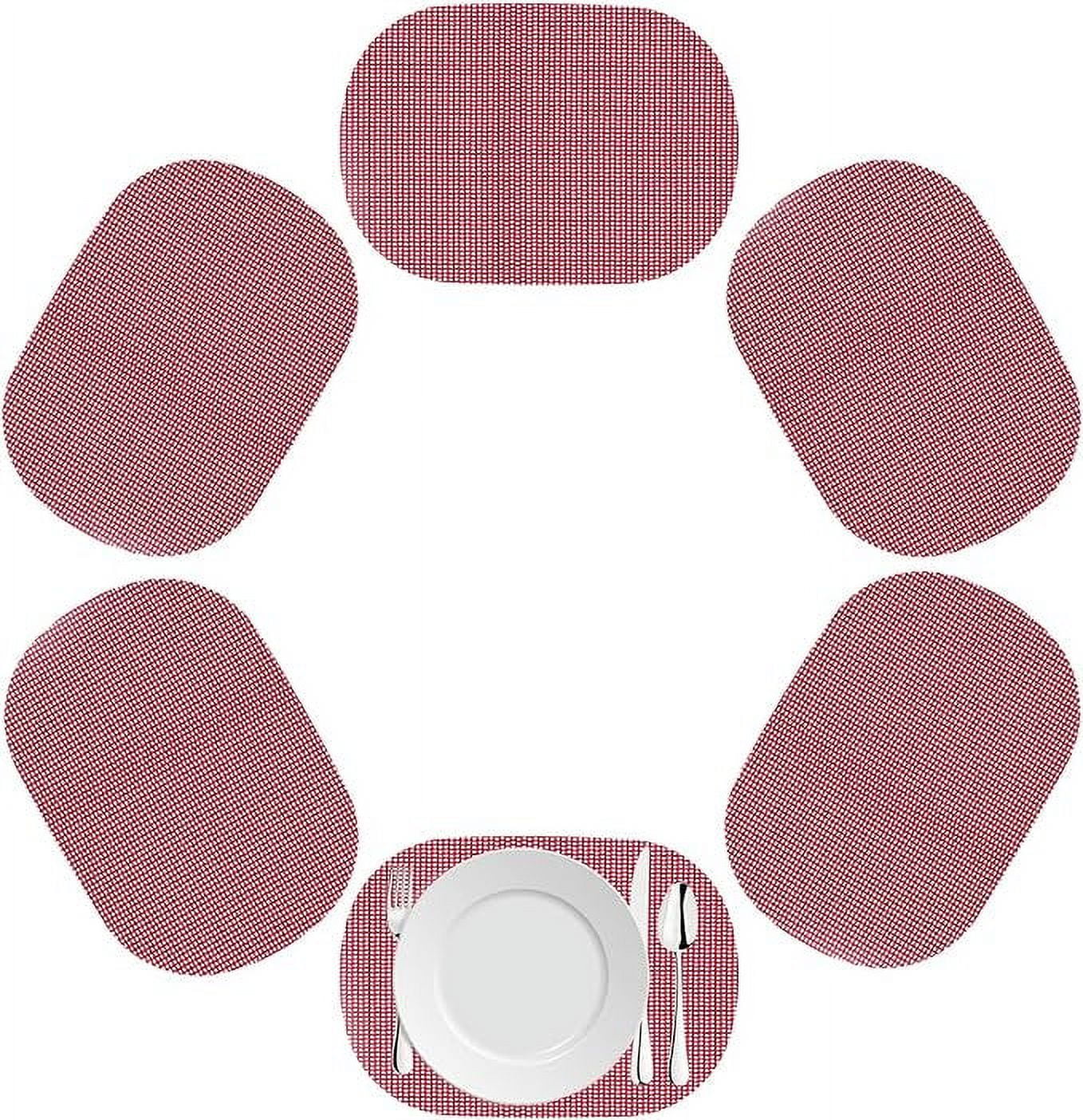Kraftware Fishnet Oval Placemat 17"x12" (Set/6) Add Fun and Color to your Outdoor Dining – Real Jute Material – Flag Red