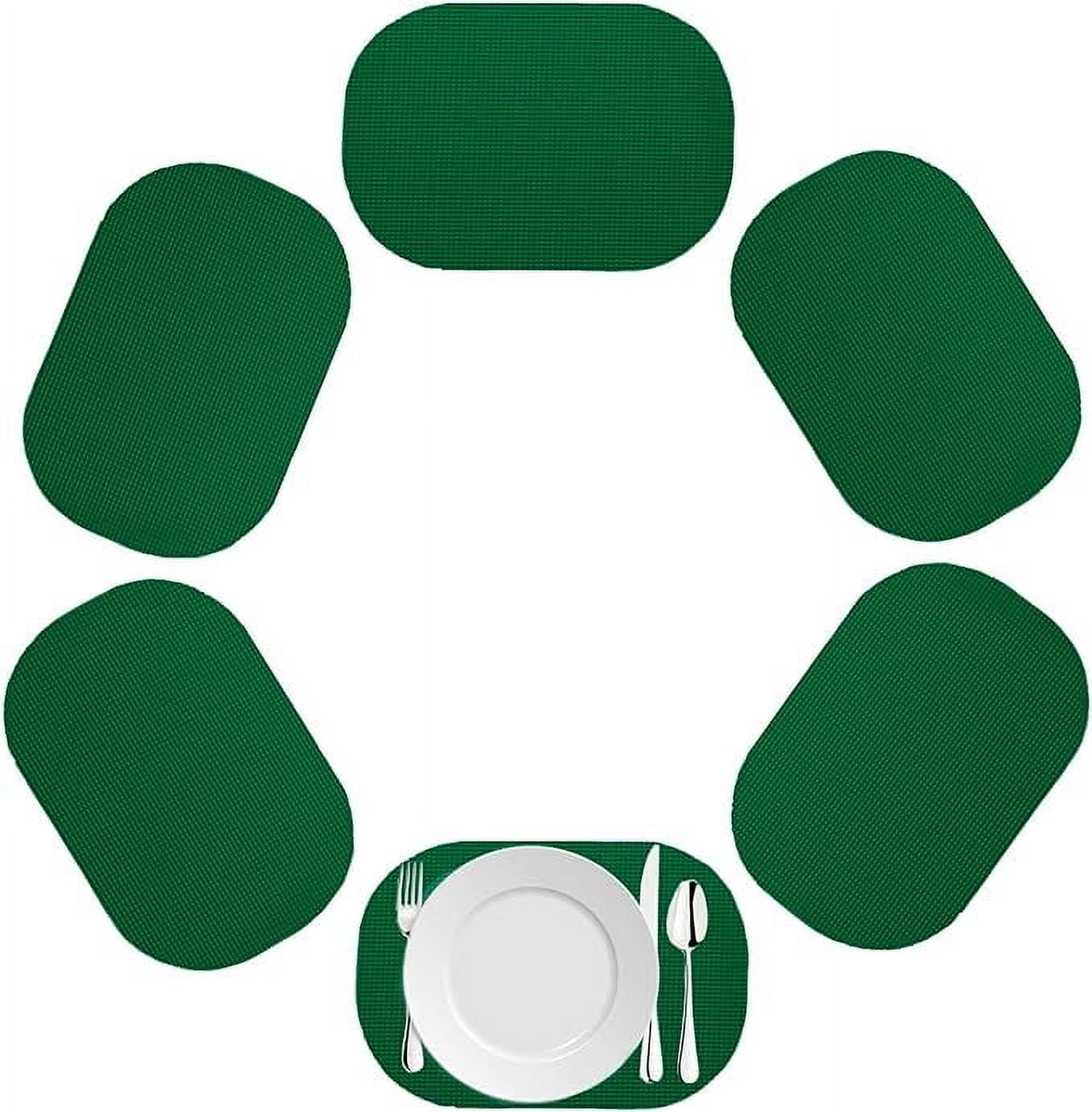 Kraftware Fishnet Oval Placemat 17"x12" (Set/6) Add Fun and Color to your Outdoor Dining – Real Jute Material – Hunter Green