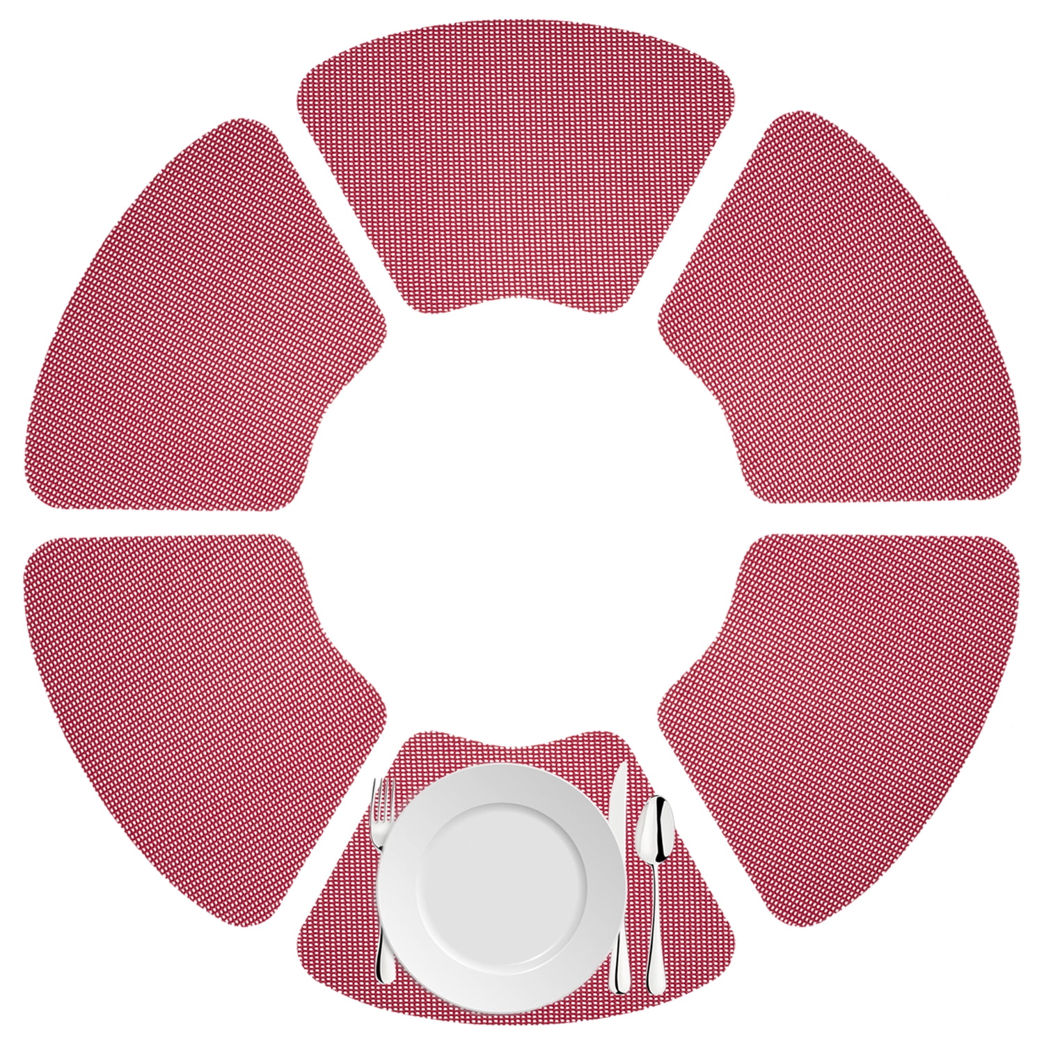 Kraftware Fishnet Wedge Placemats to Add Color to Any Round Outdoor Table (Set of 6) Flag Red