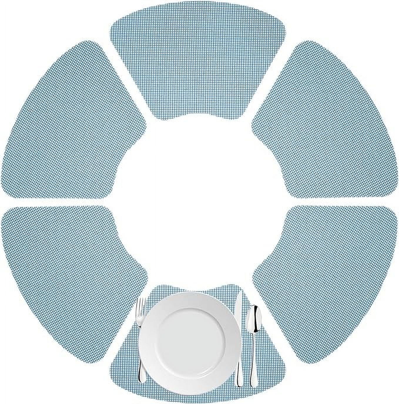 Kraftware Fishnet Wedge Placemats to Add Color to Any Round Outdoor Table (Set of 6) Niagara Blue