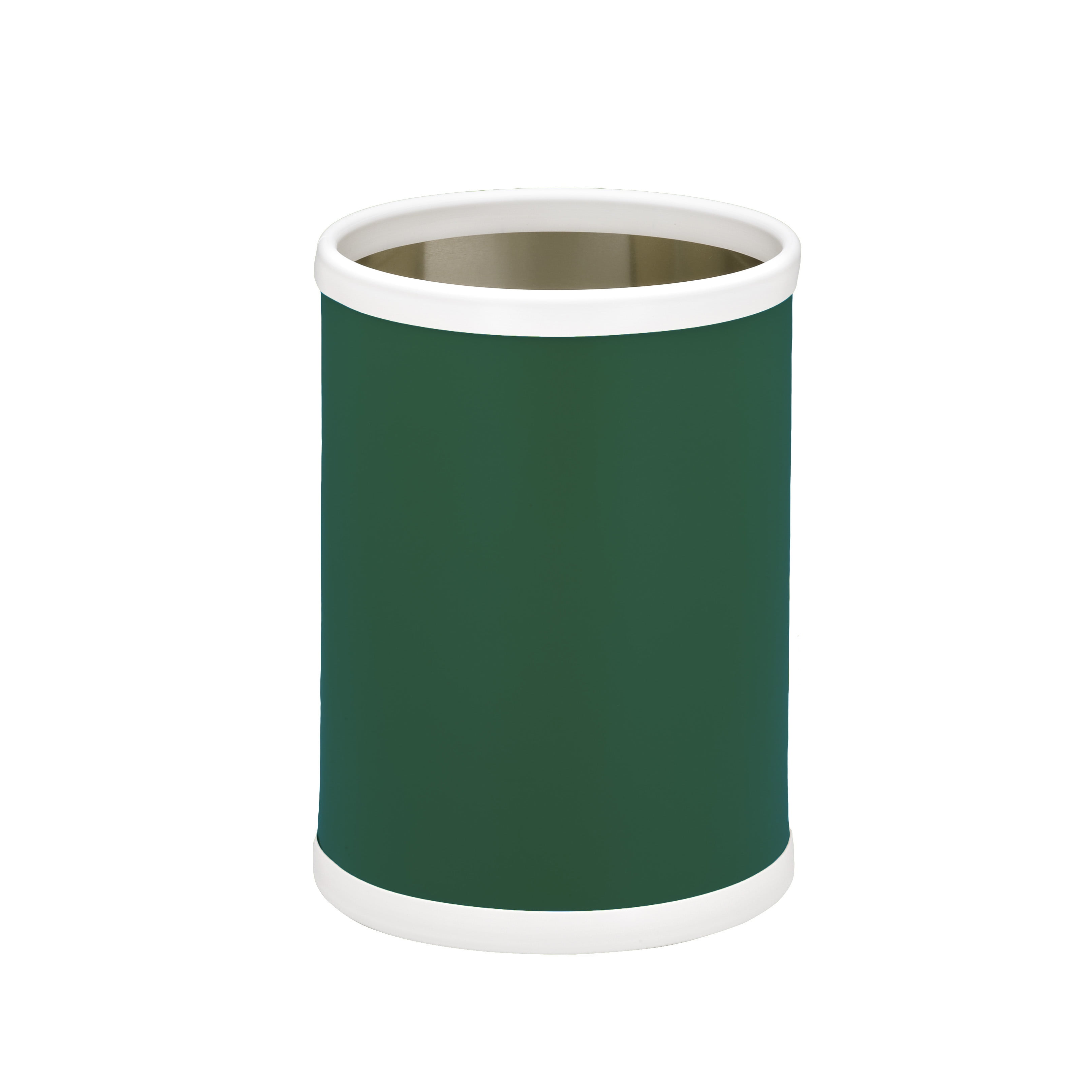Tropic Green and White Metal Waste Basket for Bathroom