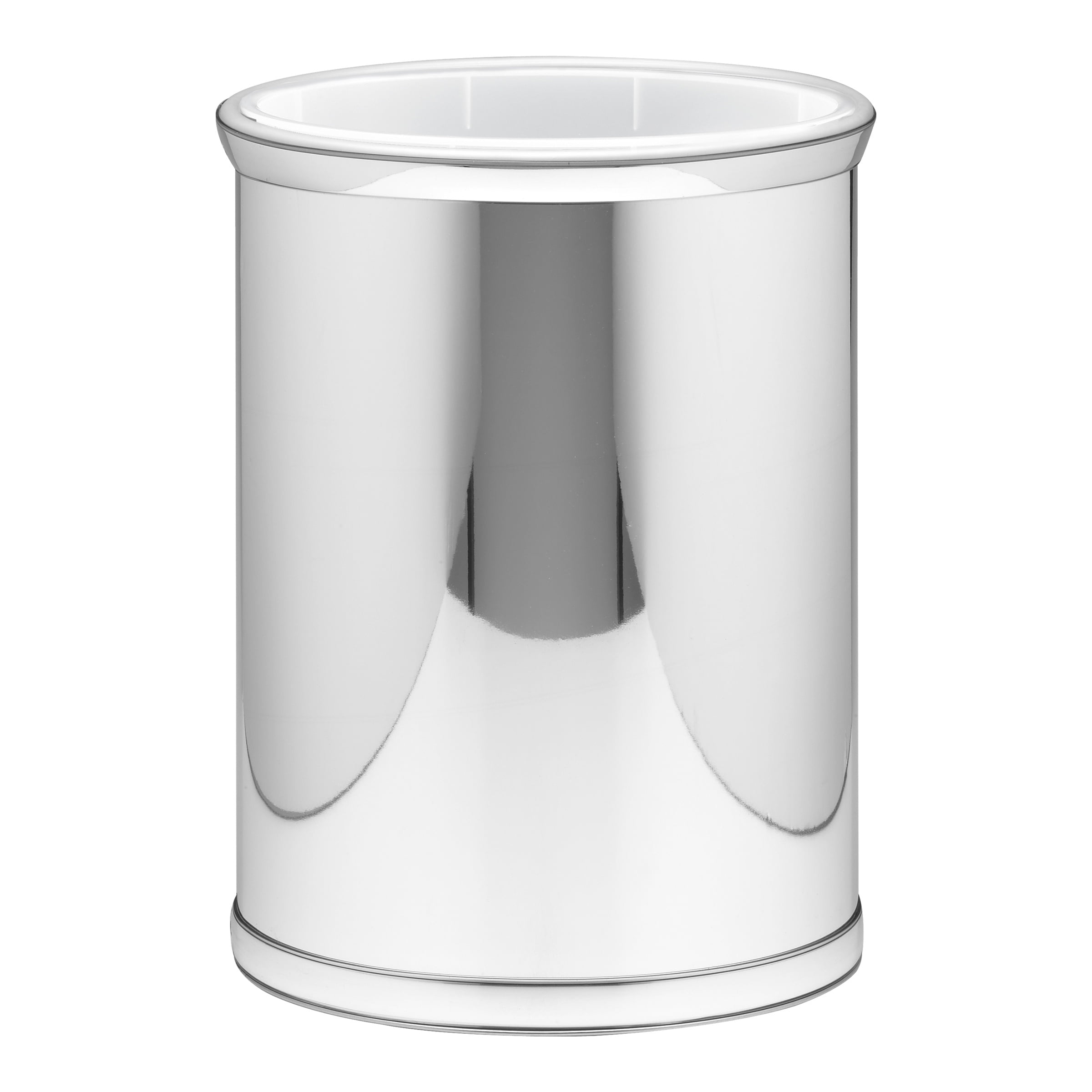 Kraftware Oval Wastebasket With Liner - 13 Quart Classic Style Trash Can For Bathroom & Office, White & Gold