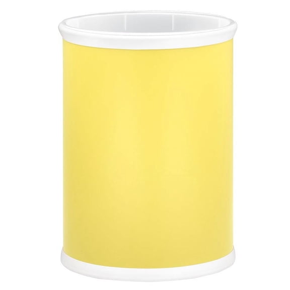 Kraftware Rainbow Collection Oval Wastebasket With Plastic Liner, Adds Fun Color to the Bathroom, Kids Bedroom and Entertaining Area, 13 Quart Capacity, 2 Piece Set, 14 inch Height, Lemon Yellow