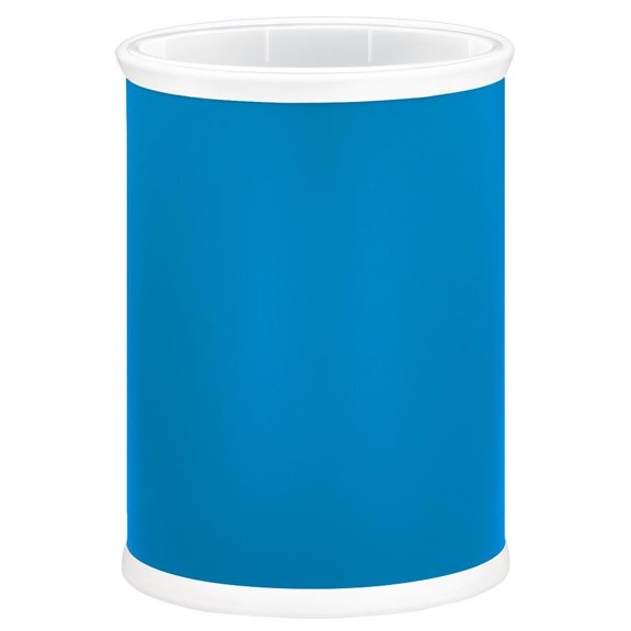 Kraftware Rainbow Collection Oval Wastebasket With Plastic Liner, Adds Fun Color To The Bathroom, Kids Bedroom and Entertaining Area, 13 Quart Capacity, 2 Piece Set, 14 inch Height, Process Blue