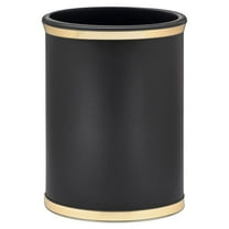 Kraftware Sophisticates Oval Wastebasket with Plastic Liner, for Office or Home, 13 Quart Capacity, Black with Gold Trim, Made in the USA