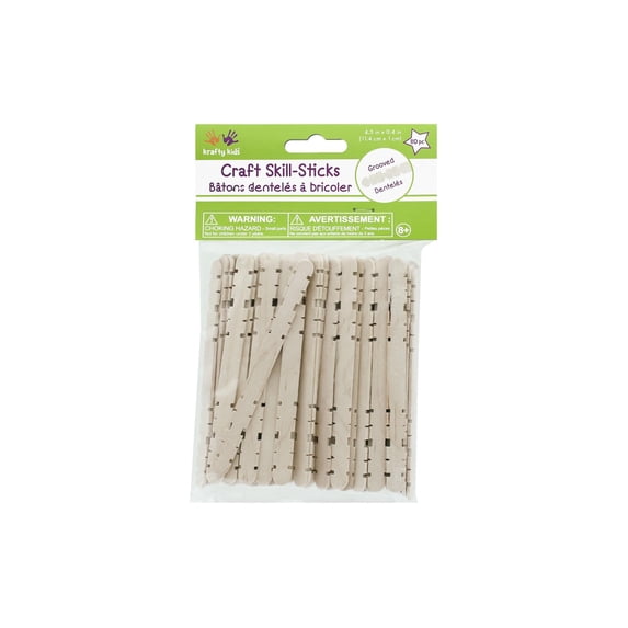 Krafty Kids Craft Skill Sticks-Natural 4.5" 80/Pkg