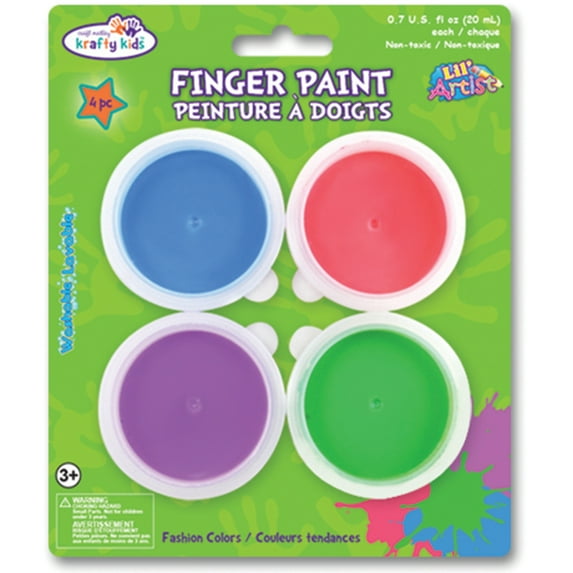 Krafty Kids Finger Paint Tubs .7oz 4/Pkg-Fashion