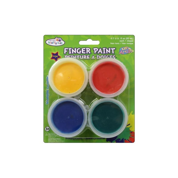 Krafty Kids Finger Paint Tubs .7oz 4/Pkg-Primary