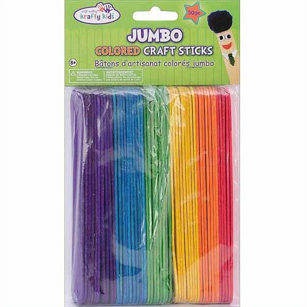 Krafty Kids Colored Craft Sticks - Jumbo, 3/4 W x 6 L, Assorted Colors,  Package of 50