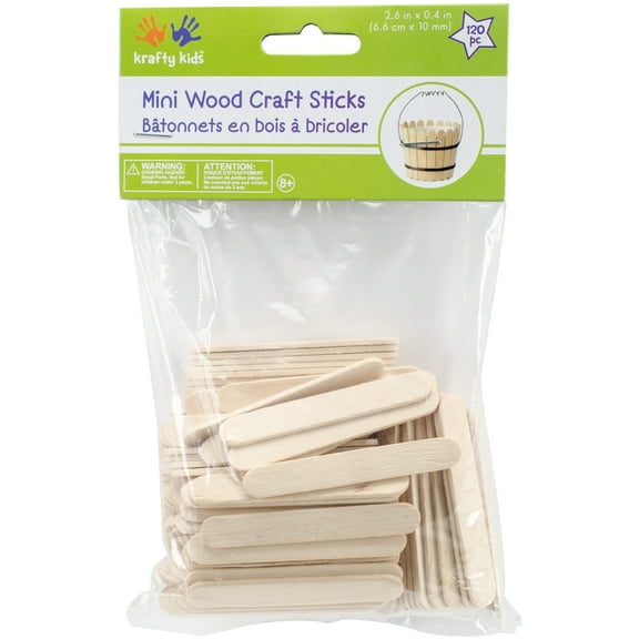 Krafty Kids Mini Craft Sticks-Natural 2.5" 120/Pkg