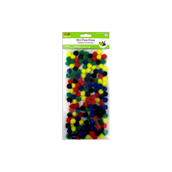Krafty Kids Pom Poms - Primary Colors, 1/2", Mini, Package of 150