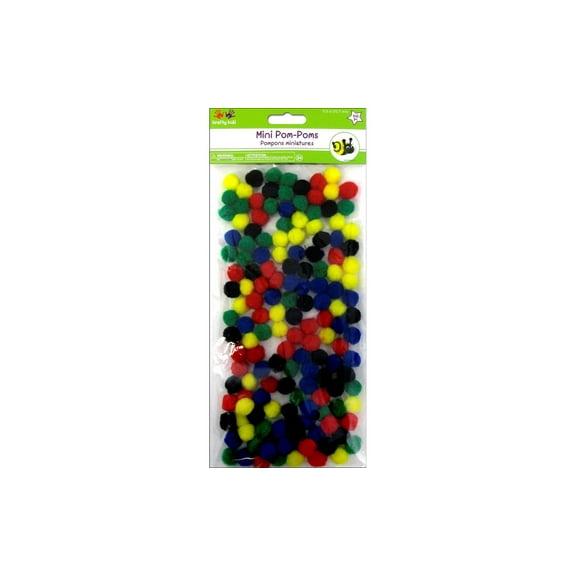 Krafty Kids Pom Poms - Primary Colors, 1/2", Mini, Package of 150