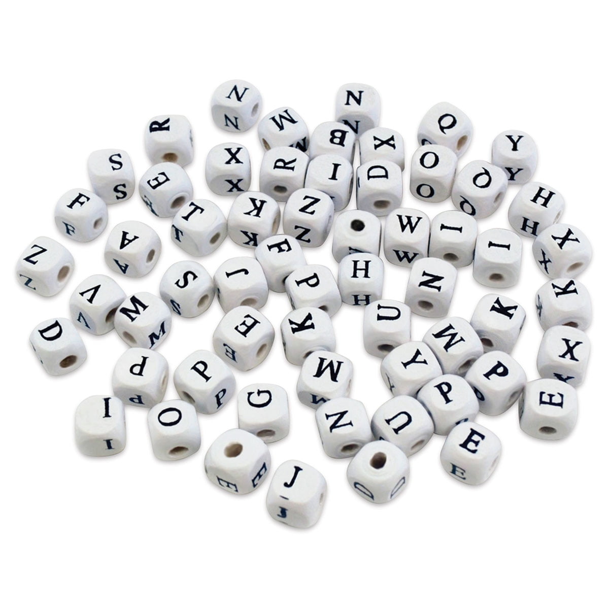 Krafty Kids Wood Alphabet Beads White, 10 mm, Package of 60