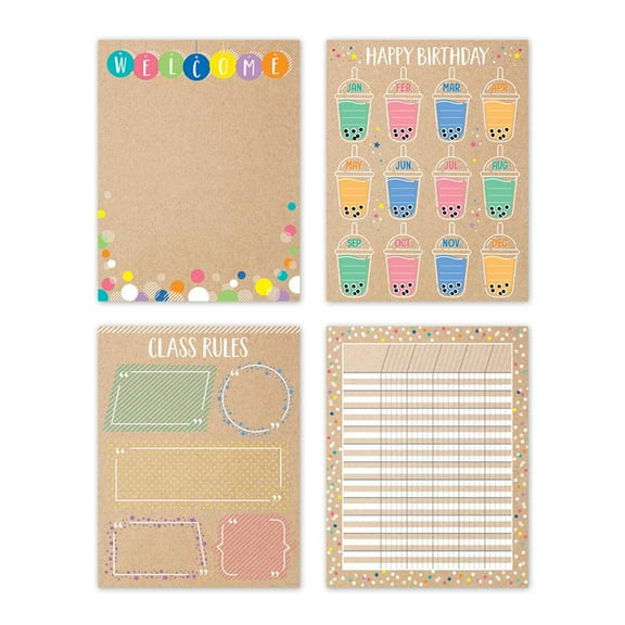 Creative Teaching Press Krafty Pop Classroom Essentials 4-Chart Pack Chart