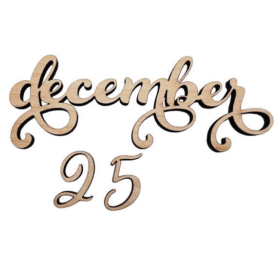 Krafty Supply 1/4" Birch Wood December 25 Wood Words | Craft Numbers | Merry Christmas wood | Christmas wreath | Christmas Door hanger | Wood Letter | Wood Words | Craft Letters | 6"