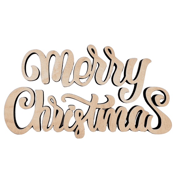 Krafty Supply 1/4" Birch Wood Merry Christmas Wood Words Cutout | Merry Christmas wood | Christmas wreath | Christmas Door hanger | Wood Shapes | 9"