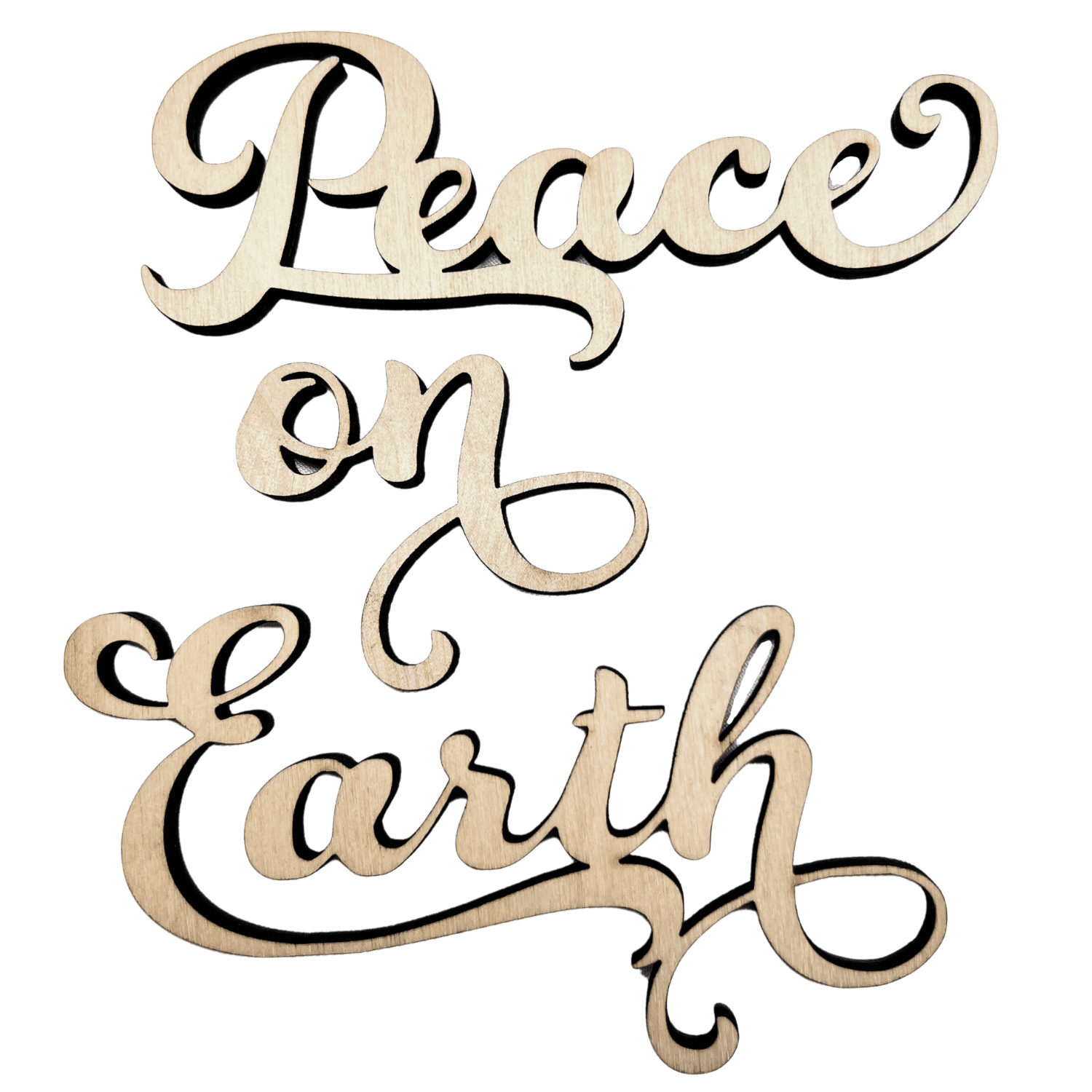 Krafty Supply 1/4" Birch Wood Peace on Earth Wood Words Craft Letters Cutout Merry Christmas