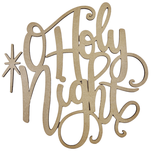 Krafty Supply 1/4" MDF O Holy Night Wood Words Cutout | Merry Christmas wood | Christmas wreath | Christmas Door hanger | Wood Shapes | 16"