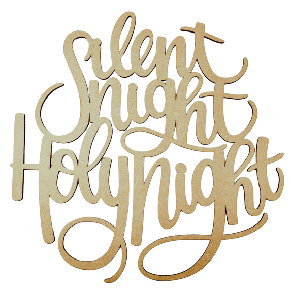 Krafty Supply 1/4" MDF Silent Night Holy Night Wood Words Cutout | Christmas Crafts | Christmas wreath | Christmas Door hanger | Wood Shapes | 8"