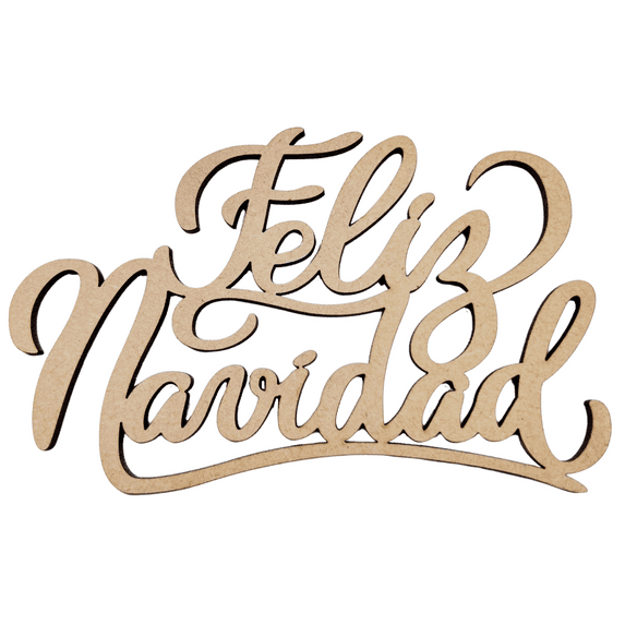 Krafty Supply 1/8" MDF Feliz Navidad Wood Words Cutout | Merry Christmas wood | Christmas wreath | Christmas Door hanger | Spanish Christmas | 7"