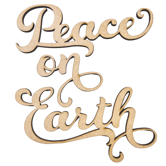 Krafty Supply 1/8" MDF Peace on Earth Wood Words | Craft Letters Cutout | Merry Christmas wood | Christmas wreath | Christmas Door hanger | Wood Letter | Wood Words | Craft Letters | 3"