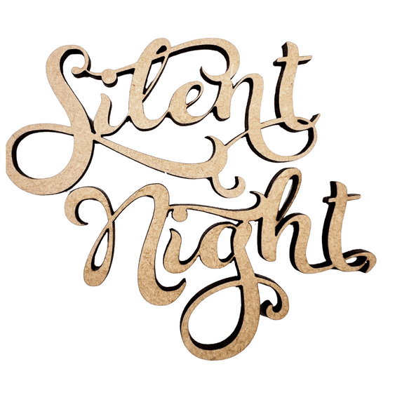 Krafty Supply 1/8" MDF Silent Night Wood Words | Craft Letters Cutout | Merry Christmas wood | Christmas wreath | Christmas Door hanger | Wood Letter | Wood Words | Craft Letters | 14"