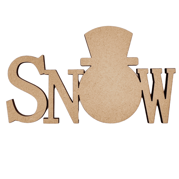 Krafty Supply 1/8" MDF Wood Snow with Snowman | Christmas Crafts | Merry Christmas wood | Christmas wreath | Christmas Door hanger | Wood Letter | Wood Words | Craft Letters | 14"