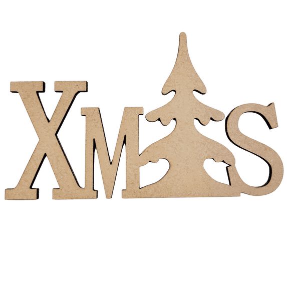 Krafty Supply 1/8" MDF Wood Xmas Tree | Christmas Crafts | Merry Christmas wood | Christmas wreath | Christmas Door hanger | Wood Letter | Wood Words | Craft Letters | 9"