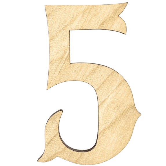 Krafty Supply 10" Tall Birch Plywood Letter 5 |1/4" Thick | Western Railroad | Wooden Letters | Craft Alphabet