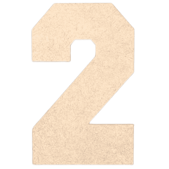 Krafty Supply - 10" Tall MDF Number 2 | 1/8" Thick | Collegiate | Wooden Craft Numbers