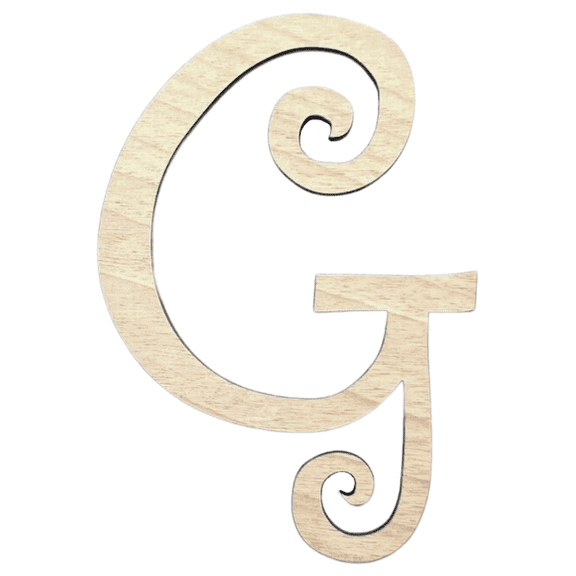Krafty Supply - 12" Tall Birch Letter G | 1/4" Birch Plywood |Curlz|Wooden Letter|Craft Alphabet Initials