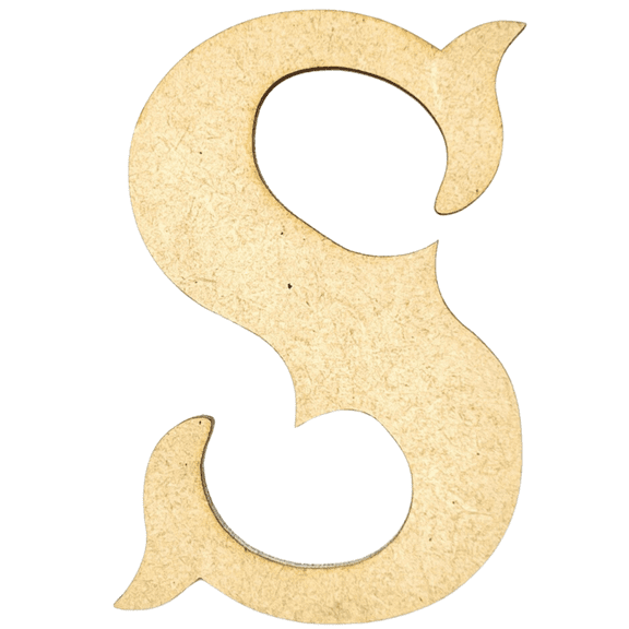 Krafty Supply 12" Tall MDF Letter S |1/8" Thick | Western Railroad | Wooden Letters | Craft Alphabet
