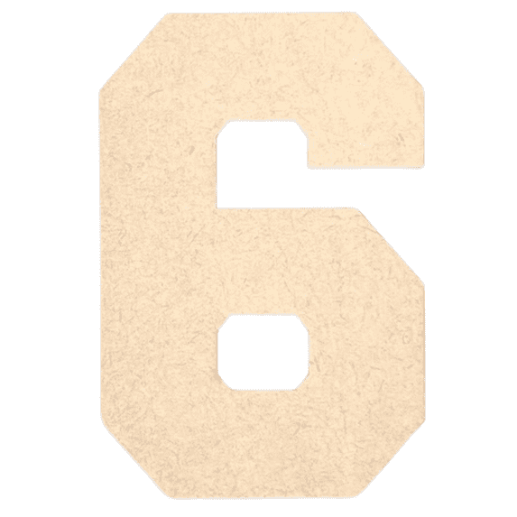Krafty Supply - 12" Tall MDF Number 6 | 1/8" Thick | Collegiate | Wooden Craft Numbers