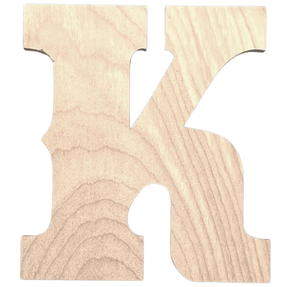 Krafty Supply 12" Tall Western Block - Birch Letter K | 1/4" Thick Birch | Unfinished Wooden Letters | Craft Alphabet Initials