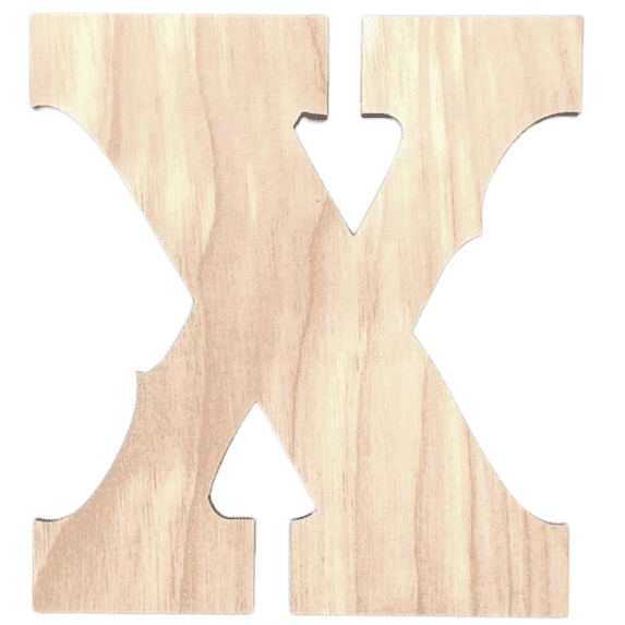 Krafty Supply 12" Tall Western Block - Birch Letter X | 1/4" Thick Birch | Unfinished Wooden Letters | Craft Alphabet Initials
