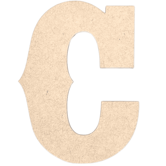 Krafty Supply 12" Tall Western Block - MDF Letter C | 1/4" Thick | Unfinished Wooden Letters | Craft Alphabet Initials