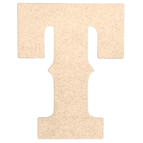 Krafty Supply 12" Tall Western Block - MDF Letter T | 1/4" Thick | Unfinished Wooden Letters | Craft Alphabet Initials