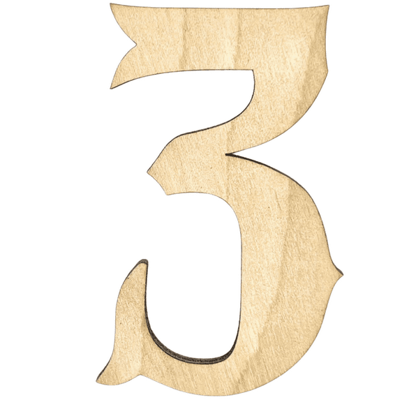 Krafty Supply 16" Tall Birch Plywood Letter 3 |1/4" Thick | Western Railroad | Wooden Letters | Craft Alphabet