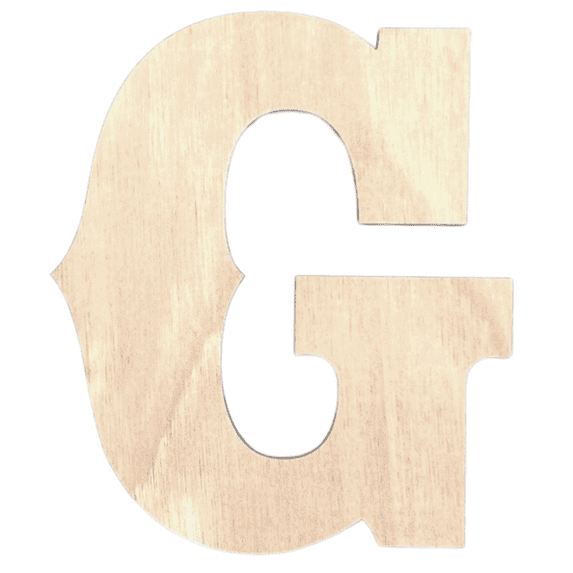 Krafty Supply 16" Tall Western Block - Birch Letter G | 1/4" Thick Birch | Unfinished Wooden Letters | Craft Alphabet Initials