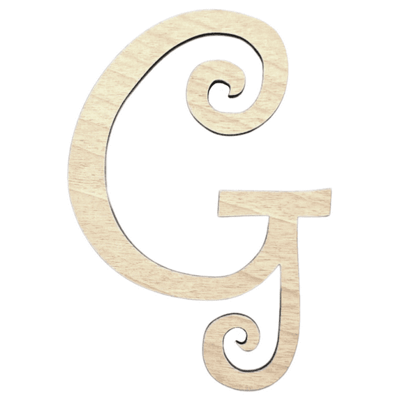 Krafty Supply - 2" Tall Birch Letter G | 1/4" Birch Plywood |Curlz|Wooden Letter|Craft Alphabet Initials