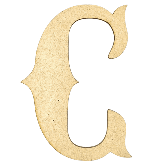 Krafty Supply 2" Tall MDF Letter C |1/8" Thick | Western Railroad | Wooden Letters | Craft Alphabet