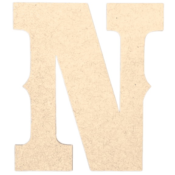 Krafty Supply 2" Tall Western Block - MDF Letter N | 1/8" Thick | Unfinished Wooden Letters | Craft Alphabet Initials