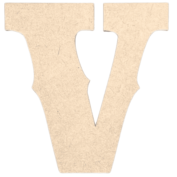 Krafty Supply 2" Tall Western Block - MDF Letter V | 1/8" Thick | Unfinished Wooden Letters | Craft Alphabet Initials