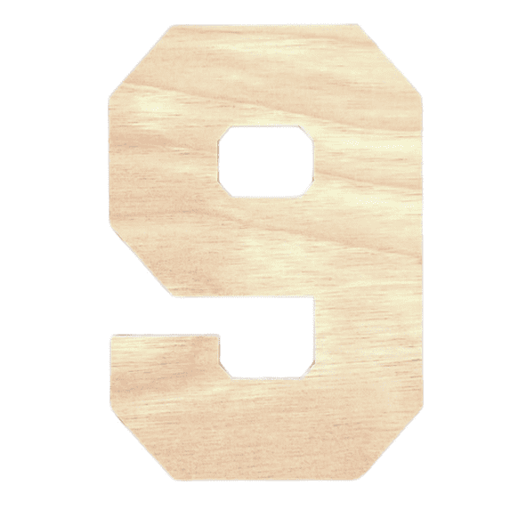 Krafty Supply - 22" Tall Birch Number 9 | 1/4" Birch Plywood | Collegiate | Wooden Craft Numbers