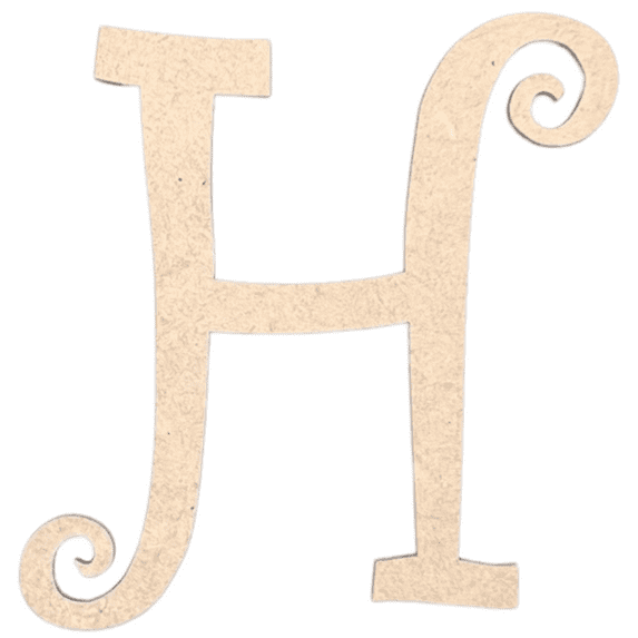 Krafty Supply - 22" Tall MDF Letter H | 1/4" MDF |Curlz|Wooden Letter|Craft Alphabet Initials