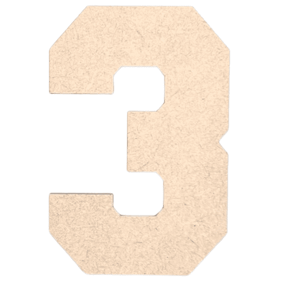 Krafty Supply - 22" Tall MDF Number 3 | 1/8" Thick | Collegiate | Wooden Craft Numbers